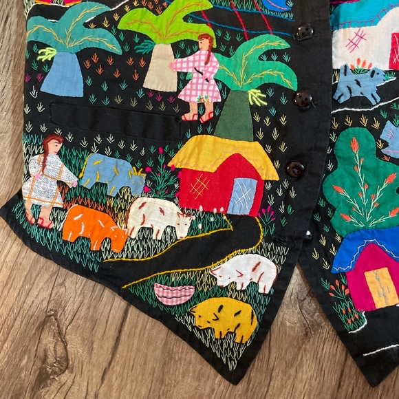Signed Columbian 100% handmade Appliqué Embroidered Vest - Picture 5 of 16